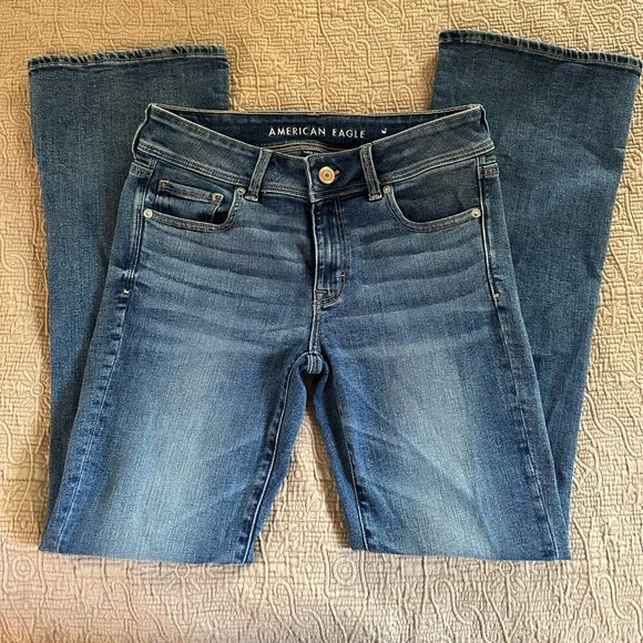 American Eagle Outfitters Women's Dark Blue Flare Jeans - Picture 1 of 12